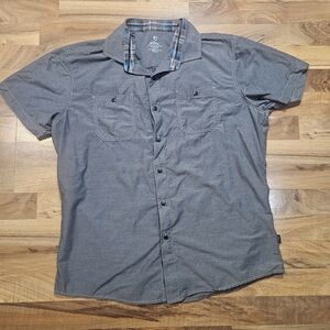 KÜHL Men’s XL Short Sleeve Button Down Shirt Gray Tapered Fit